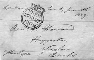 Envelope addressed to Rev. T. Howard